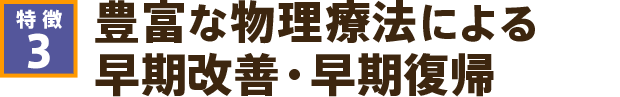 豊富な物理療法による早期改善・早期復帰